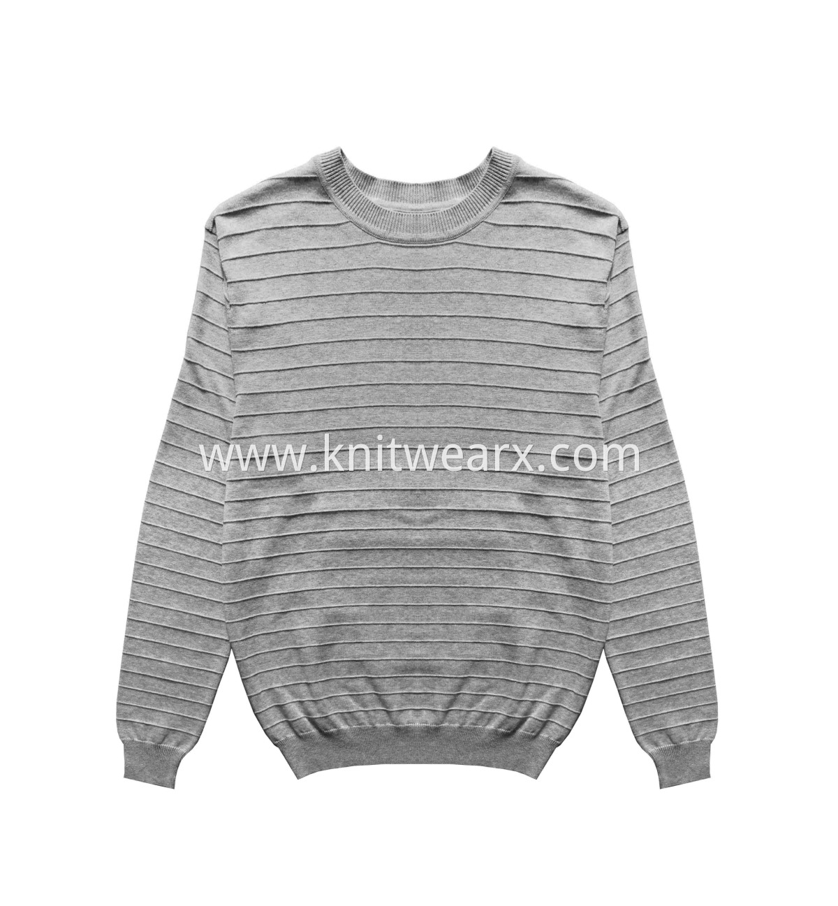 Men's Soft Knitted Sweater Striped Crewneck Pullover